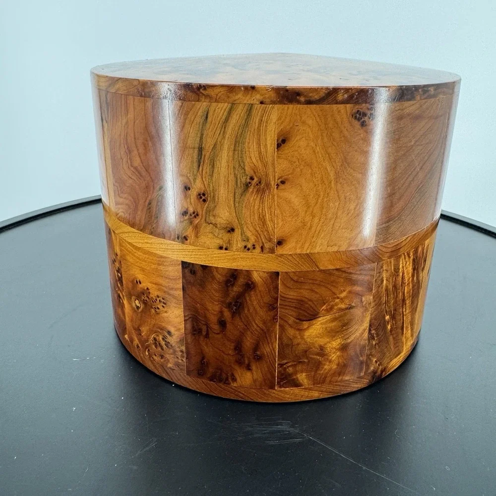 Morocco Jewellery Box Thuya Wood Aromatic Marquetry 2 Drawer Cylinder Drum Heavy